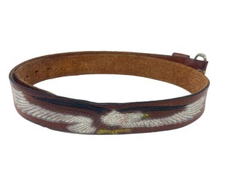 Vintage Italian Brown Leather Belt With Crystal Studs  display picture 3