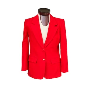 Pendleton Womens  Classic Solid Red Blazer Jacket 100% Wool USA Vtg Sz 8 - READ