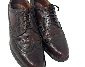 Florsheim Vintage Wingtip Dark Burgundy Brown Leather 