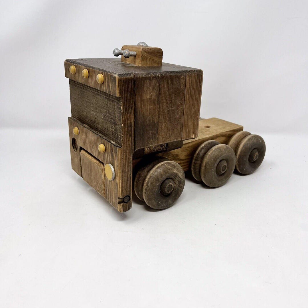 Rustic Toy Vintage Handmade Wooden Semi Truck / Tractor Rustic Wood Toy - Etsy