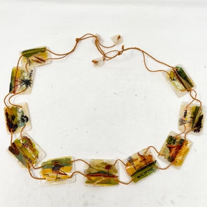 Hand Painted Capiz Shell Belt Philippines 1940&#39;s Souvenir Corded 41&quot; - READ