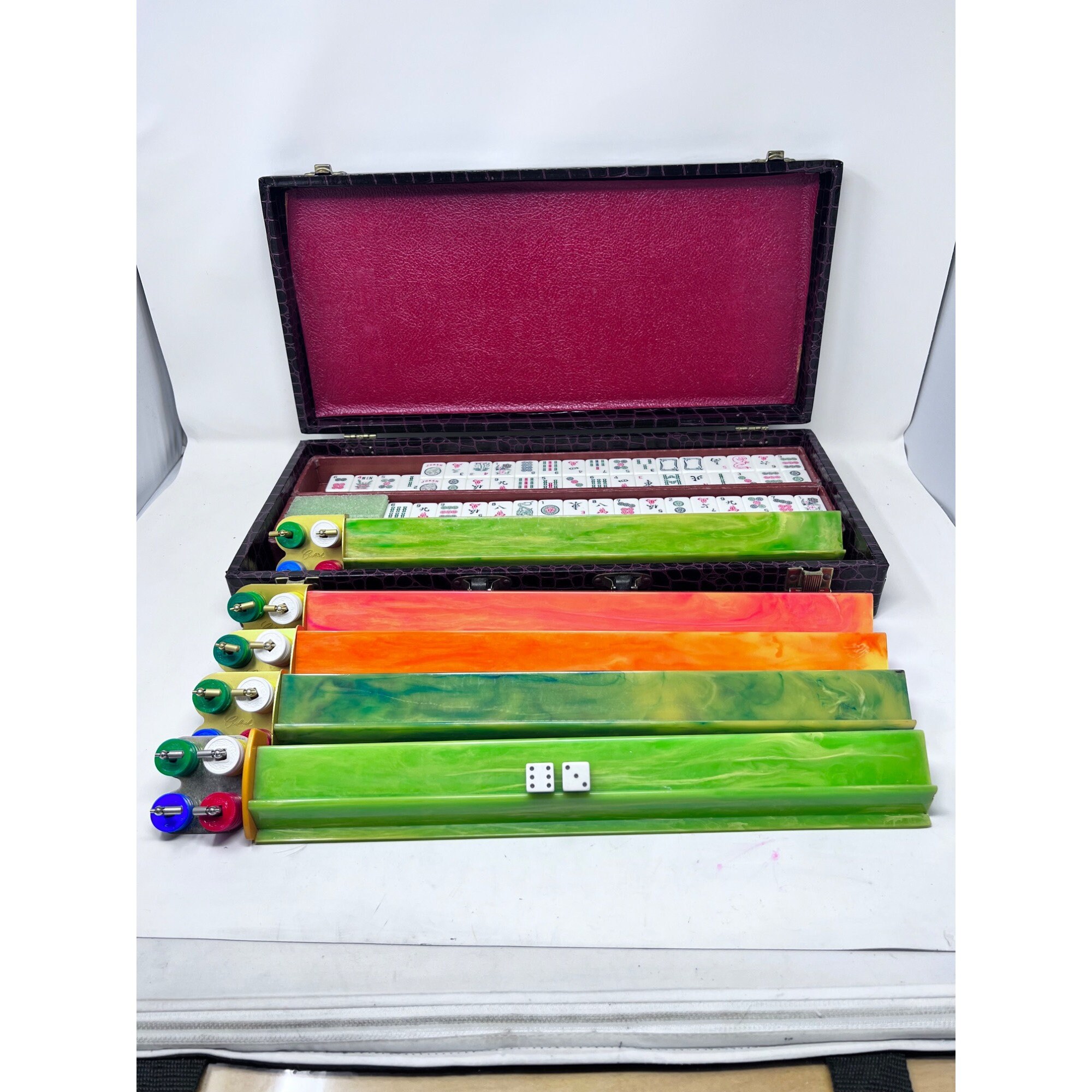 Black Faux Leather Mahjong Game Set