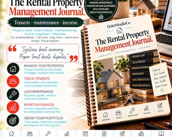 Rental Property Management Journal Printable PDF Landlord Tracker Tenant Log Maintenance Income Expense Schedule E Companion