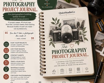 Photography Project Journal Printable PDF Photographer Notebook Shot List Contact Sheet Zine Portfolio Planner