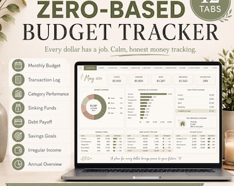 Zero Based Budget Tracker, Sinking Funds Debt Payoff Excel Google Sheets