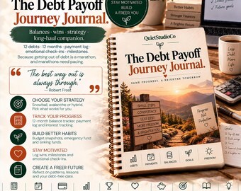 Debt Payoff Journey Journal Printable PDF Snowball Avalanche Method Credit Card Student Loan Tracker Balance Log Financial Freedom Debt Fr