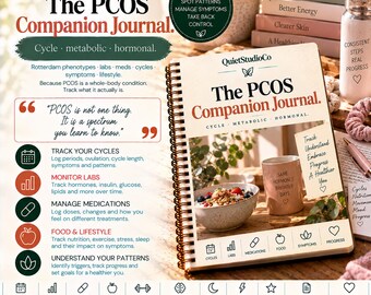 PCOS Journal Printable PDF Polycystic Ovary Syndrome Cycle Tracker Metabolic Hormonal Insulin Resistance Metformin Inositol Symptom Log Fert