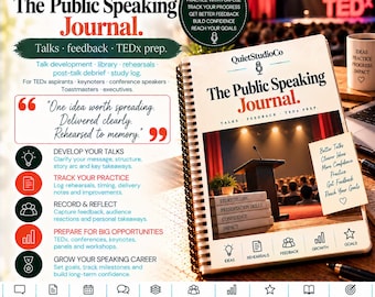 Public Speaking Journal Printable PDF Speaker Prep Tracker TEDx Talk Development Keynote Toastmasters Companion Rehearsal Feedback