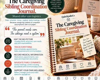 Caregiving Sibling Coordination Journal Printable PDF Elder Care Planner Aging Parent Family Meeting Log POA Advance Directive Companion