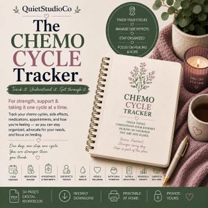 Registro del ciclo de quimioterapia en Excel: Valores de laboratorio para efectos secundarios del cáncer, registro de infusiones (imprimible)