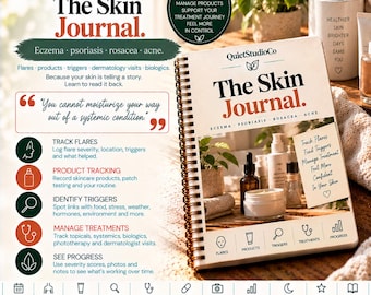 Skin Journal Printable Pdf Eczema Psoriasis Rosacea Acne Flare Tracker Product Log Dermatology Biologics EASI PASI DLQI Companion