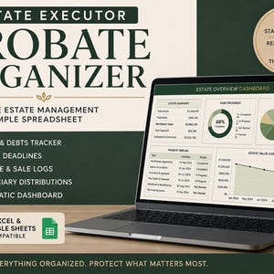 Estate Executor Probate Organizer, Estate Administration Spreadsheet, Excel & Google Sheets