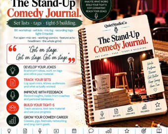 Stand Up Comedy Journal Printable PDF Comedian Set List Bit Workshop Open Mic Log Tight 5 Building Joke Writing Companion