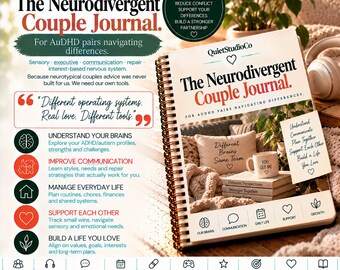 Neurodivergent Couple Journal Printable PDF ADHD Autism AuDHD Couples Planner Sensory Accommodations Executive Function ND Relationship