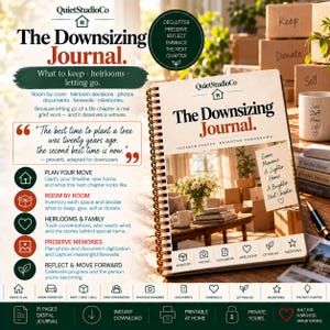Downsizing Journal Printable PDF Retirement Move Empty Nester Swedish Death Cleaning Heirloom Family Home Sale Moving Planner Boomer Senior