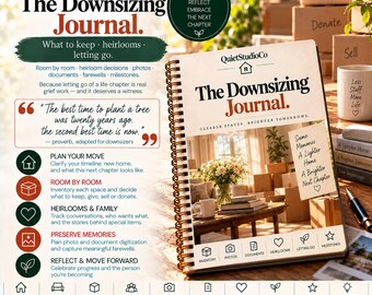 Downsizing Journal Printable PDF Retirement Move Empty Nester Swedish Death Cleaning Heirloom Family Home Sale Moving Planner Boomer Senior