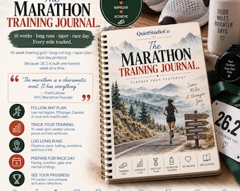 Marathon Training Journal: 16-Week Plan, Long Run Log, Race Day Protocol (PDF)