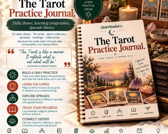 Tarot Practice Journal Printable PDF Daily Draw Log 78 Card Reference Spreads Library Deck Collection Reading Log Beginner to Advanced Witch