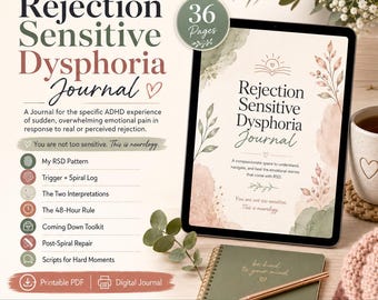 Rejection Sensitive Dysphoria Journal ADHD RSD Printable PDF Workbook