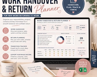 Maternity Leave Work Handover Planner, Return to Work Checklist, Projects Log