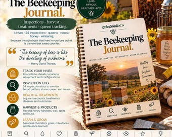 Beekeeping Journal Printable PDF Hive Inspection Log Queen Tracking Varroa Treatment Honey Harvest Beekeeper Gift Langstroth Warre Top B