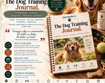 Dog Training Journal Printable PDF Puppy Training Log Reactive Dog Behavior Modification Positive Reinforcement Session Tracker Trainer Gif