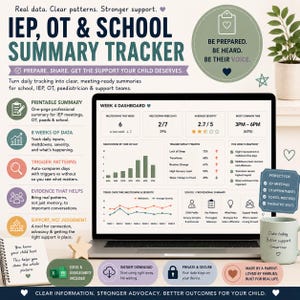 IEP OT School Summary Tracker, Meltdown Trigger Log (Excel/Google Sheets)