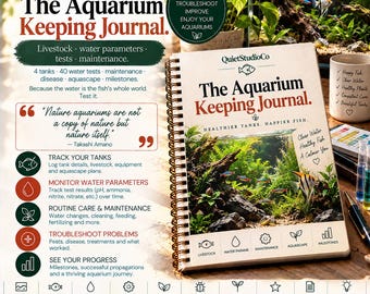 Aquarium Keeping Journal Printable PDF Fish Tank Log Water Parameter Tracker Reef Freshwater Planted Livestock Maintenance Aquascape Fish