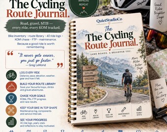 Cycling Route Journal: Ride Log, KOM Tracker, Bike Inventory (PDF)