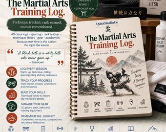 Martial Arts Training Log: BJJ, Muay Thai, Karate, MMA (PDF Download)