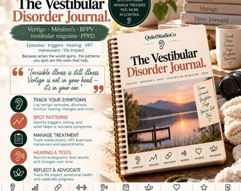 Vestibular Disorder Journal Printable PDF Vertigo Tracker Meniere's Disease BPPV Log Vestibular Migraine PPPD Symptom Journal Chronic