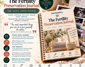 Fertility Preservation Journal Printable PDF Egg Freezing Sperm Banking Embryo Freezing IVF Stim Cycle Tracker Oncofertility Companio