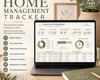 Home Management Tracker, Mental Load Cleaning Schedule Excel Google Sheet