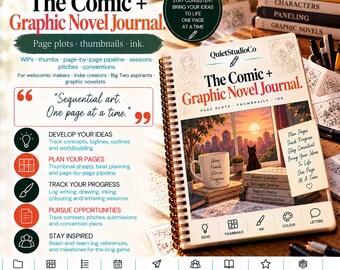 Comic Book + Graphic Novel Journal Printable PDF Comic Script Thumbnail Page Layout Tracker Pipeline Webcomic Kickstarter Companion