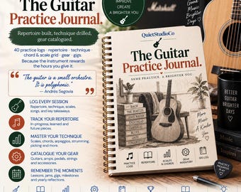 Guitar Practice Journal: Repertoire, Technique, Gear Tracker (PDF Download)