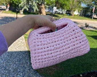Customizable Crochet Clutch Bag – Recycled T-Shirt Yarn, Handmade Tote