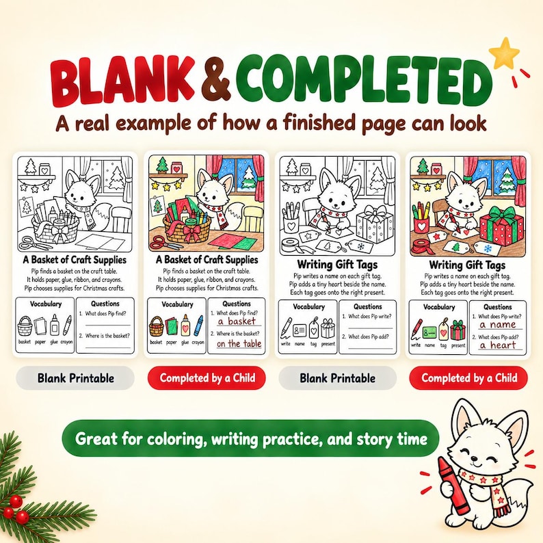 Christmas Craft Worksheets for Kids | Vocabulary & Writing Practice ...