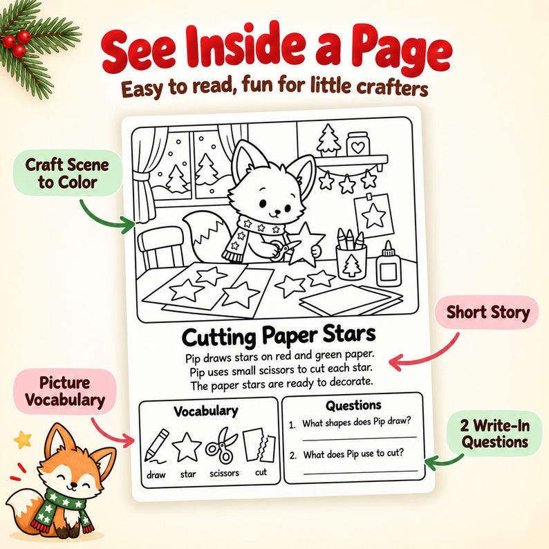 Christmas Craft Worksheets for Kids | Vocabulary & Writing Practice ...