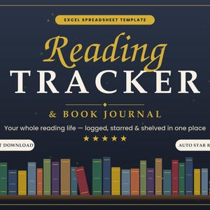Reading Tracker Spreadsheet, Book Journal, Excel Template, Goal Log (Digital Download)