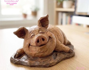 Wooden Cute Pig, Animal Pet Lover Ornament Gift