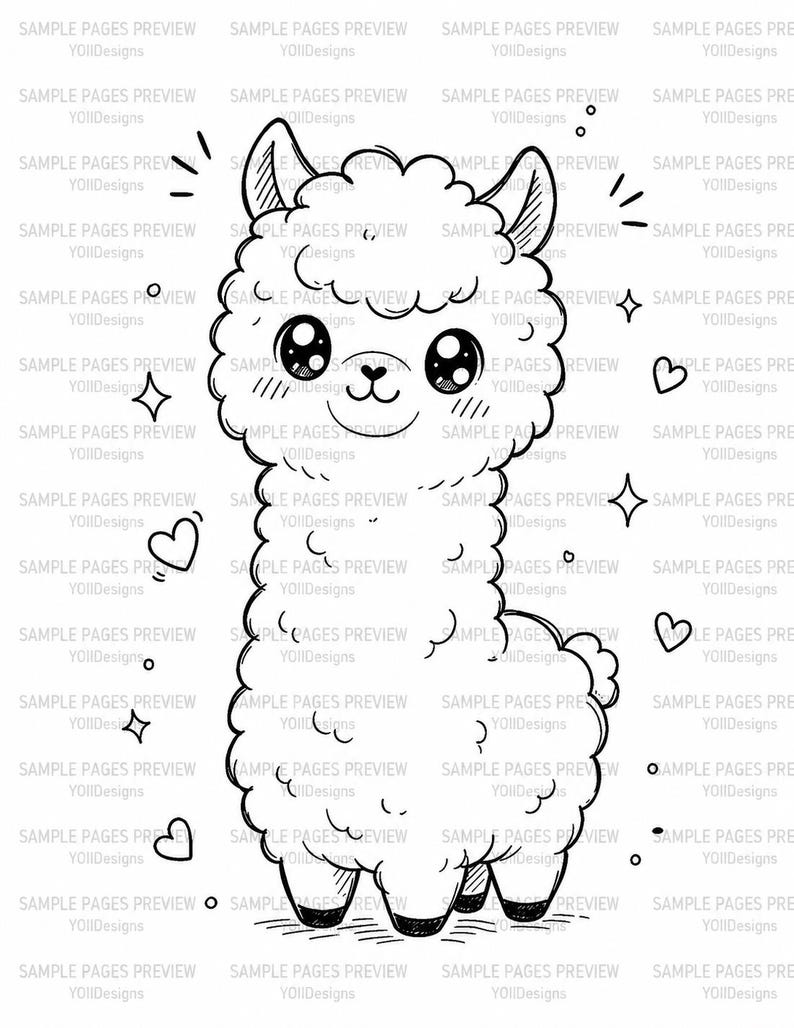 100 Kawaii Animal Coloring Book, Kids Adults Special Education (PDF PNG Download) image 7