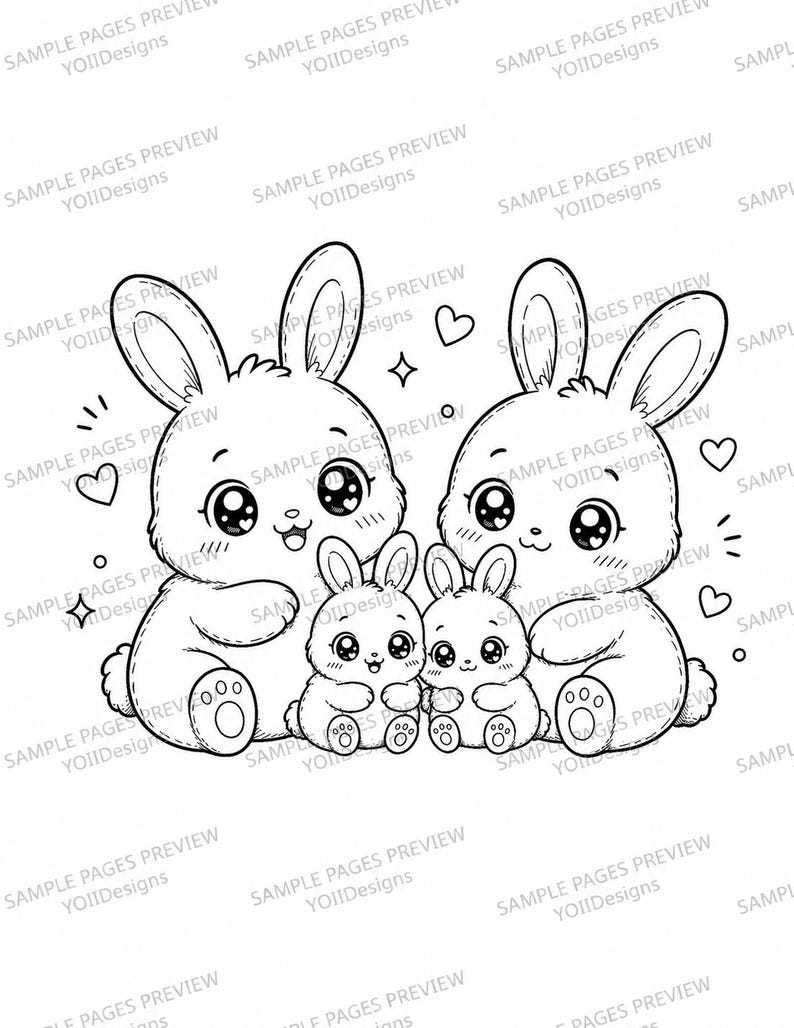 100 Kawaii Animal Coloring Book, Kids Adults Special Education (PDF PNG Download) image 9