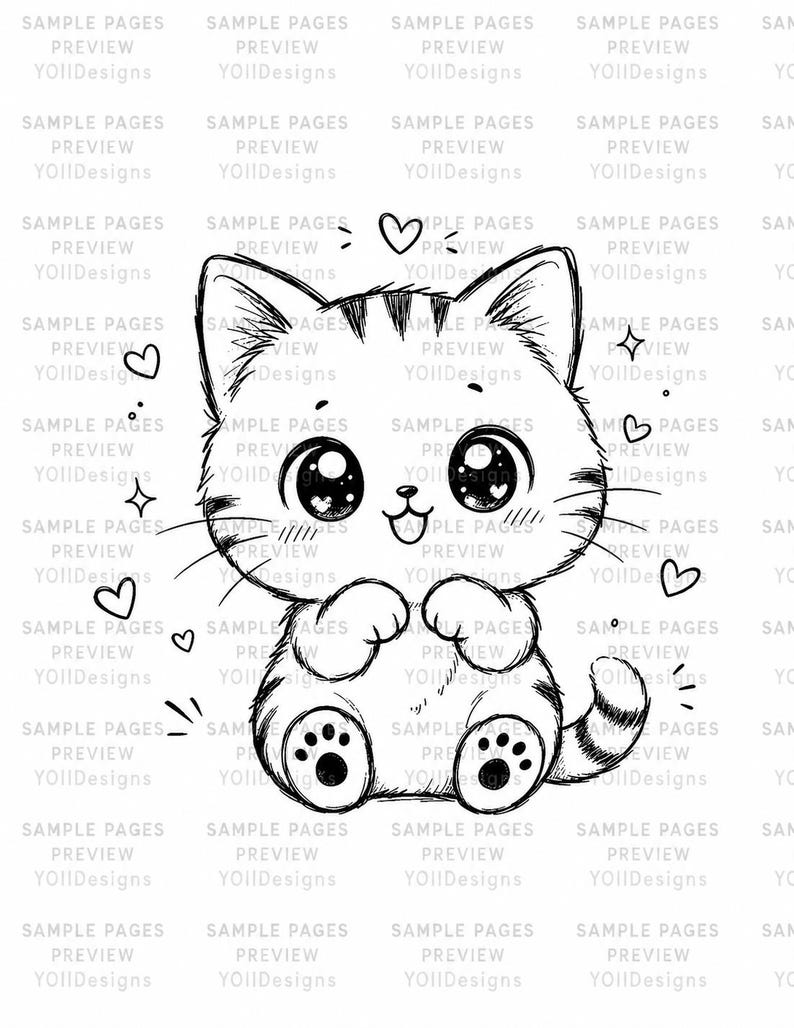 100 Kawaii Animal Coloring Book, Kids Adults Special Education (PDF PNG Download) image 5