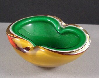 Mid-Century Murano Italian Cased Art Glass Bowl, Barbini , Seguso