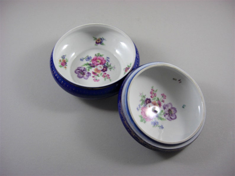 Victoria Czechoslovakia Porcelain Dresser Vanity Box / Cobalt Etsy