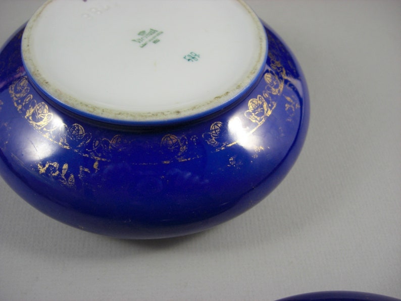 Victoria Czechoslovakia Porcelain Dresser Vanity Box / Cobalt Etsy
