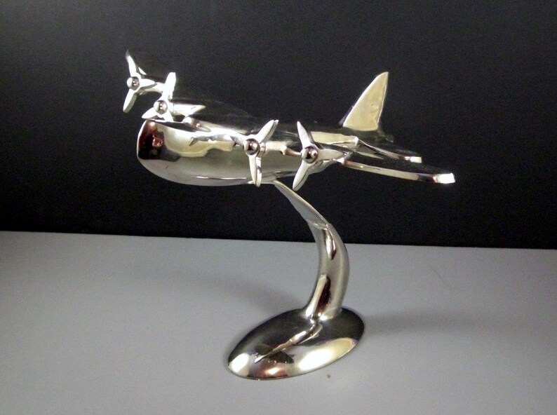Desk Model Sea Plane // Art Deco Polished Aluminum Airplane Etsy