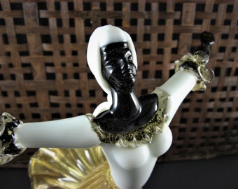 Murano Venetian Art Glass Dancing Lady Figurine Blackamoor Sculpture Statue with ORIGINAL Tag / 14"