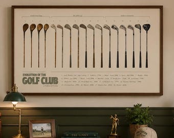 Evolutie van de golfclub - Printbare muurdecoratie | Vintage golfclubs poster | Golfdecoratie voor de kinderkamer | Jongenskamer | Golfliefhebber | Digitale download