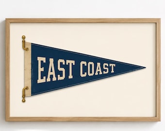 Vintage vlaggetje van de oostkust | Muurdecoratie met kustthema | Nautische print | Decoratie voor strandhuis | Preppy Americana | Kinderkamer | Digitale download